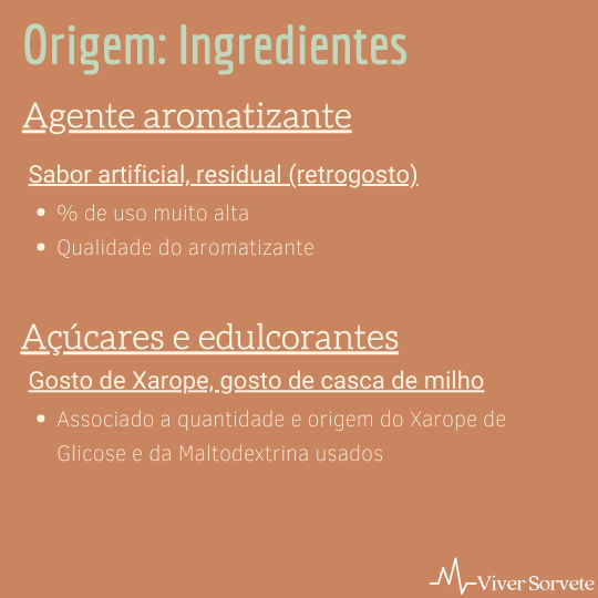 defeitos de sabor em sorvetes