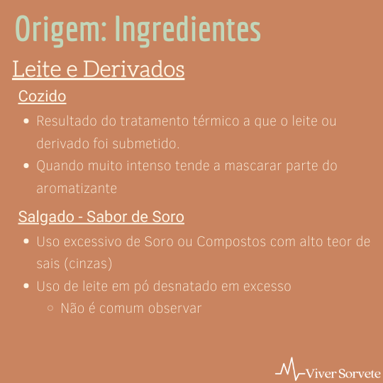 defeitos de sabor em sorvetes