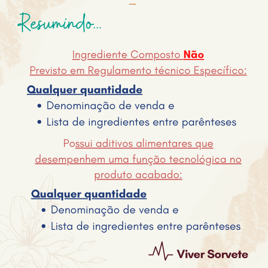 Ingrediente composto, Regulamento Técnico Específico, Sorvete, sorveteria, gelato, soft, açaí, consultoria de alimentos, consultoria sorvetes, rotulagem de sorvete, gelados comestíveis, curso sorvete, curso rotulagem 