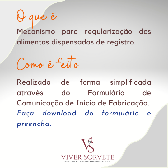 comunicado de inicio de fabricação, rotulagem, sorvete, sorveteria, gelato, açai, consultoria sorvete, consultoria alimentos, cursosorvete, curso rotulagem