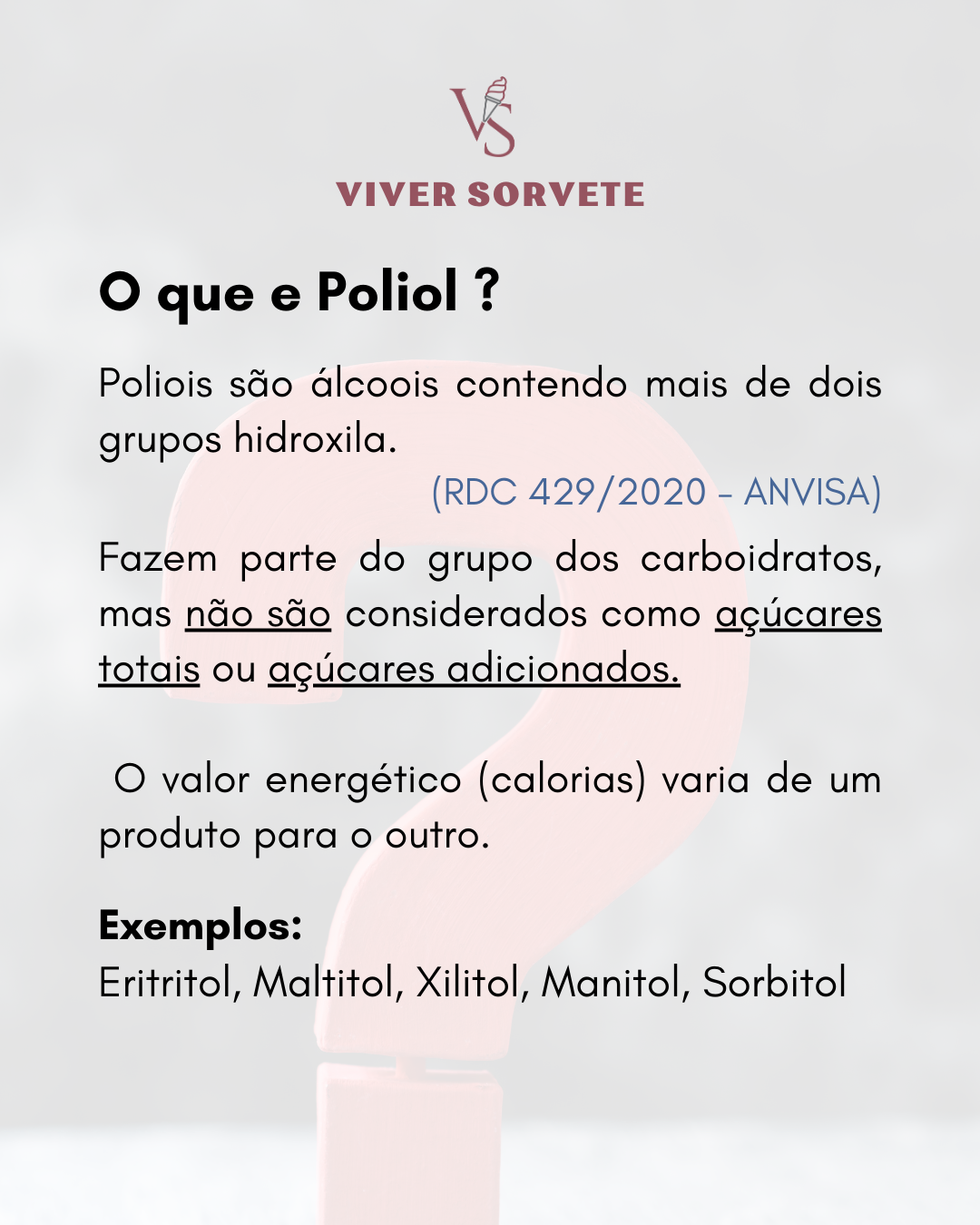 Poliol na Tabela de informação Nutricional